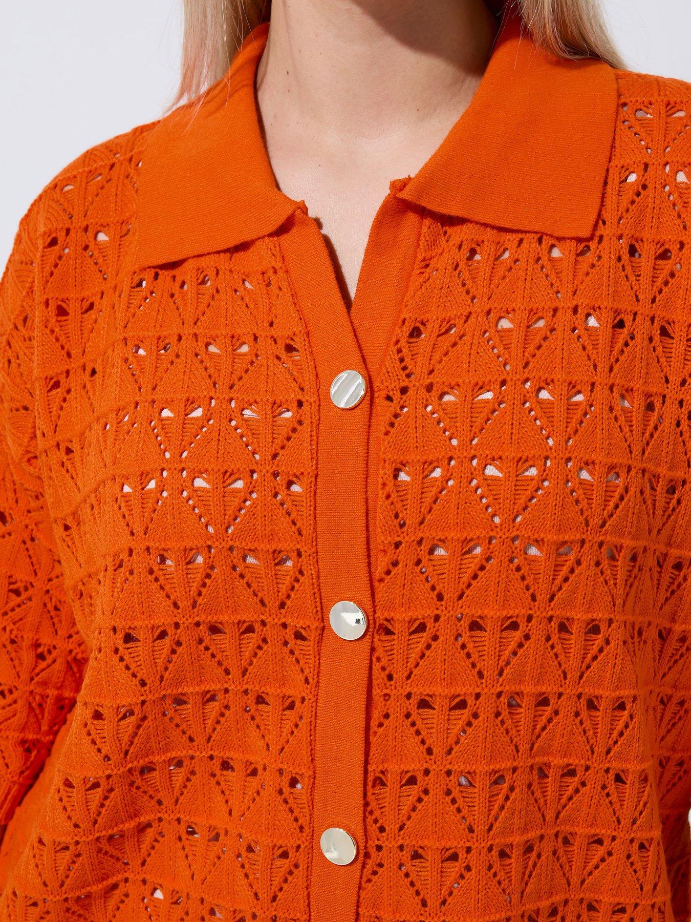 Image 4 of 4 of Yours Curve Crochet Shirt - Orange