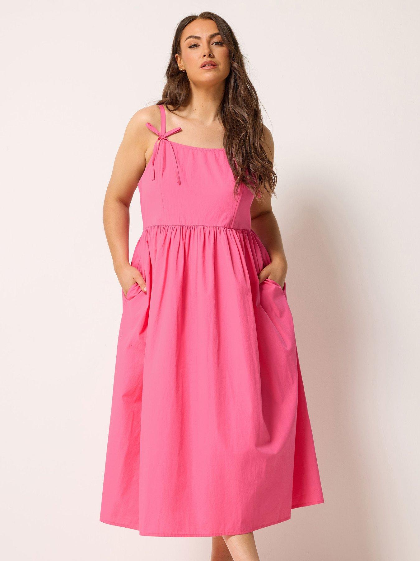 Yours Curve Poplin Midi Dress - Pink