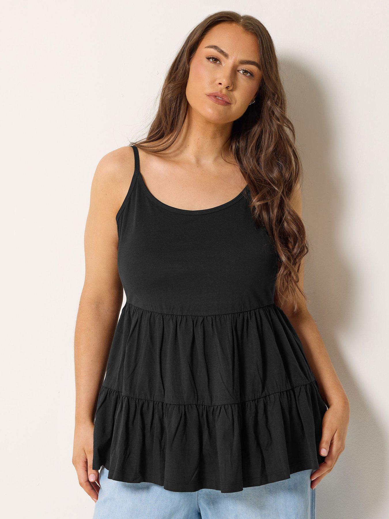 Yours Curve Pom Pom Detail Strappy Tiered Vest