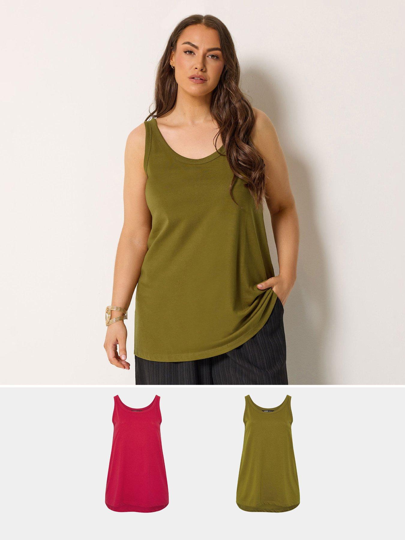 Image 1 of 6 of Yours Curve 2 Pack Core Vest Tops - Multi
