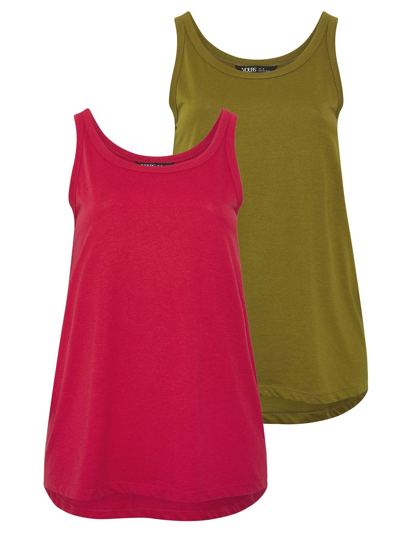 Image 6 of 6 of Yours Curve 2 Pack Core Vest Tops - Multi