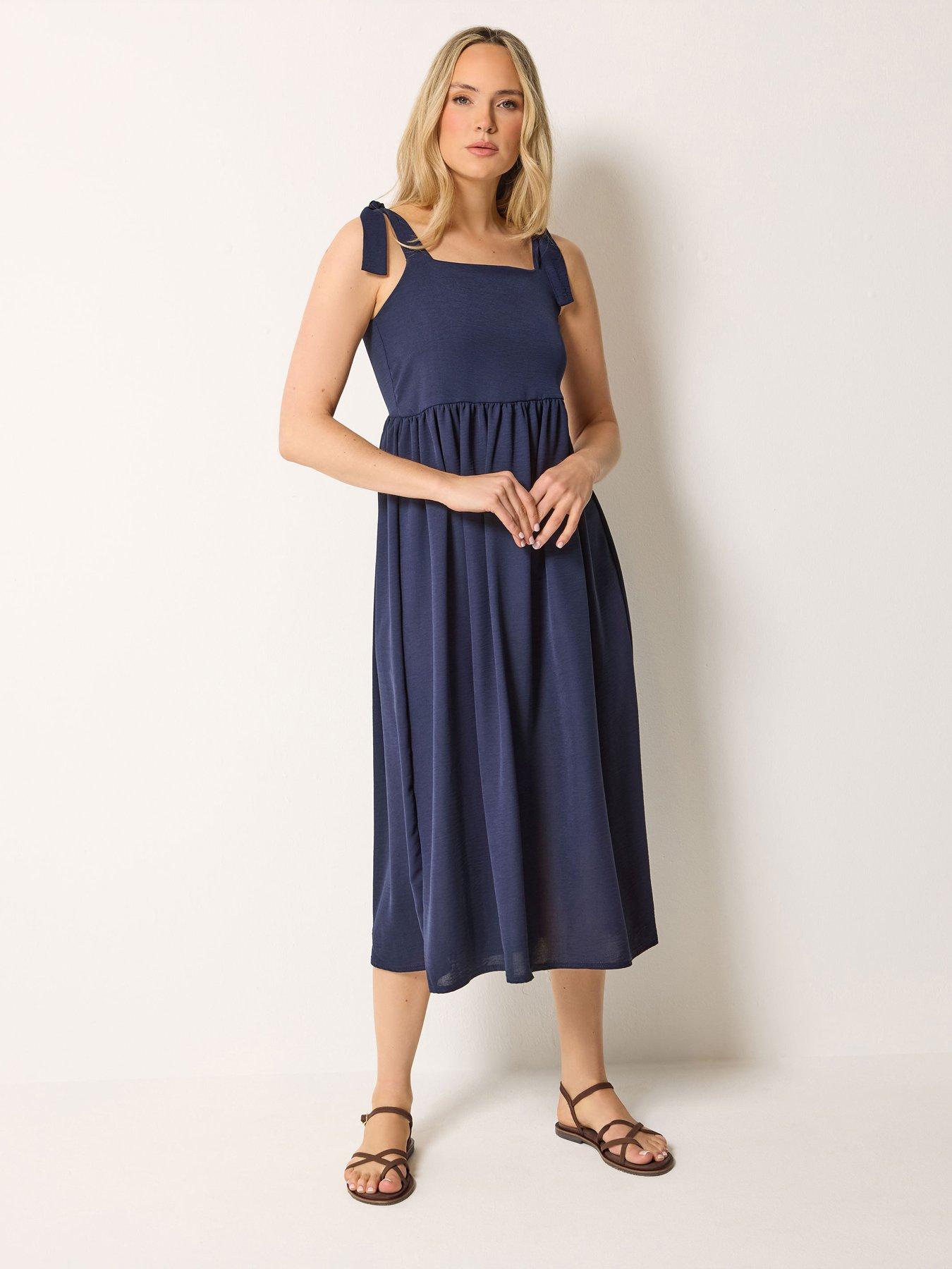 Long Tall Sally Tall Navy Blue Tie Detail Midi Sundress