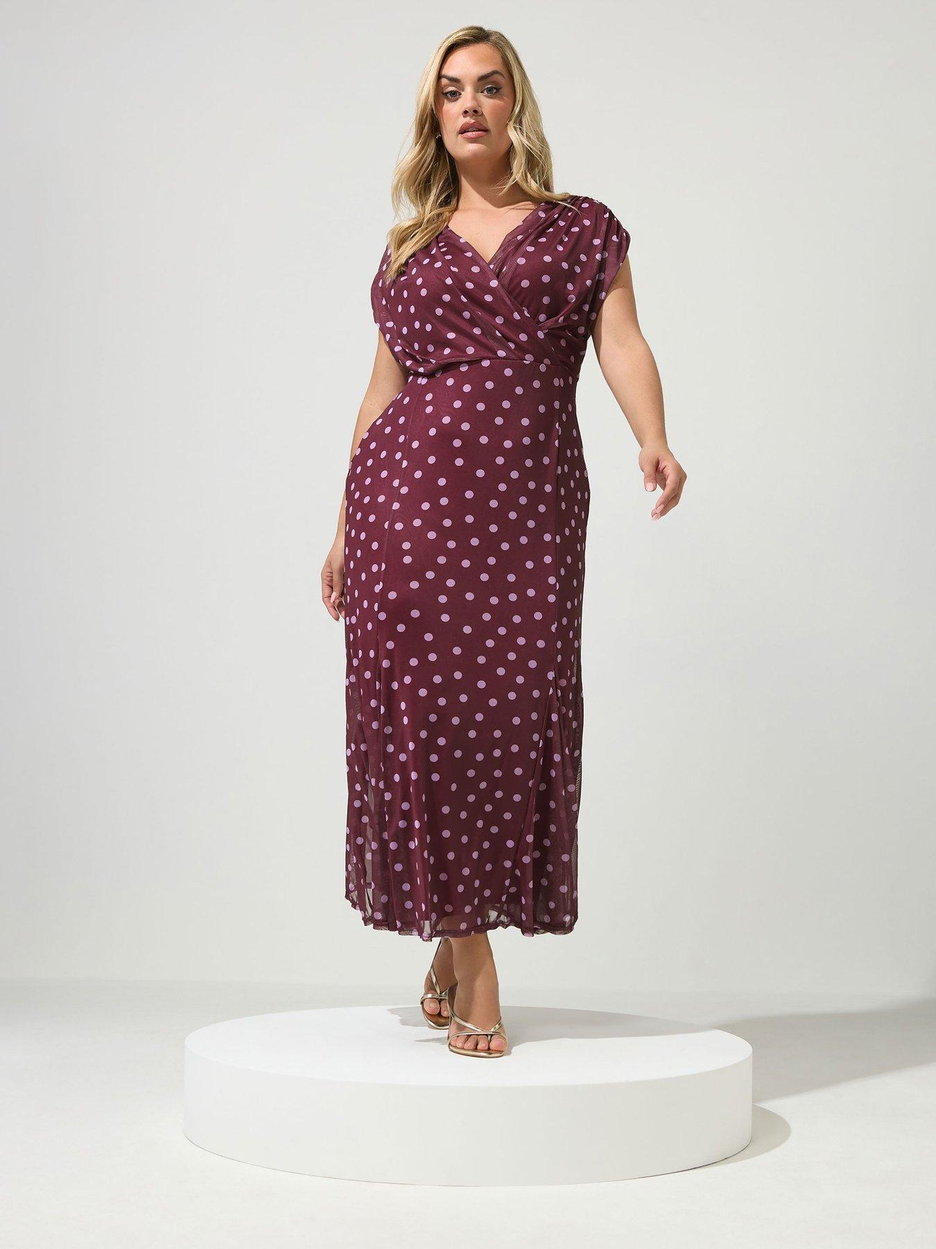 strapless open back dress Polka dots purple dress – Bella Arweyo main image 0