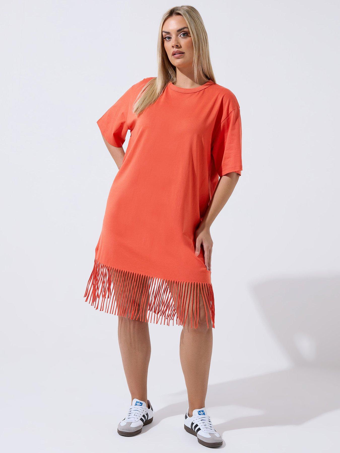 Image 3 of 5 of Yours Curve Tassel Beach Dress - Orange