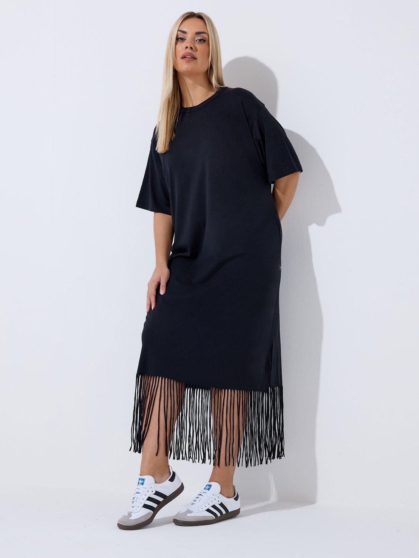 Image 1 of 4 of Yours Curve Tassel Beach Dress - Black