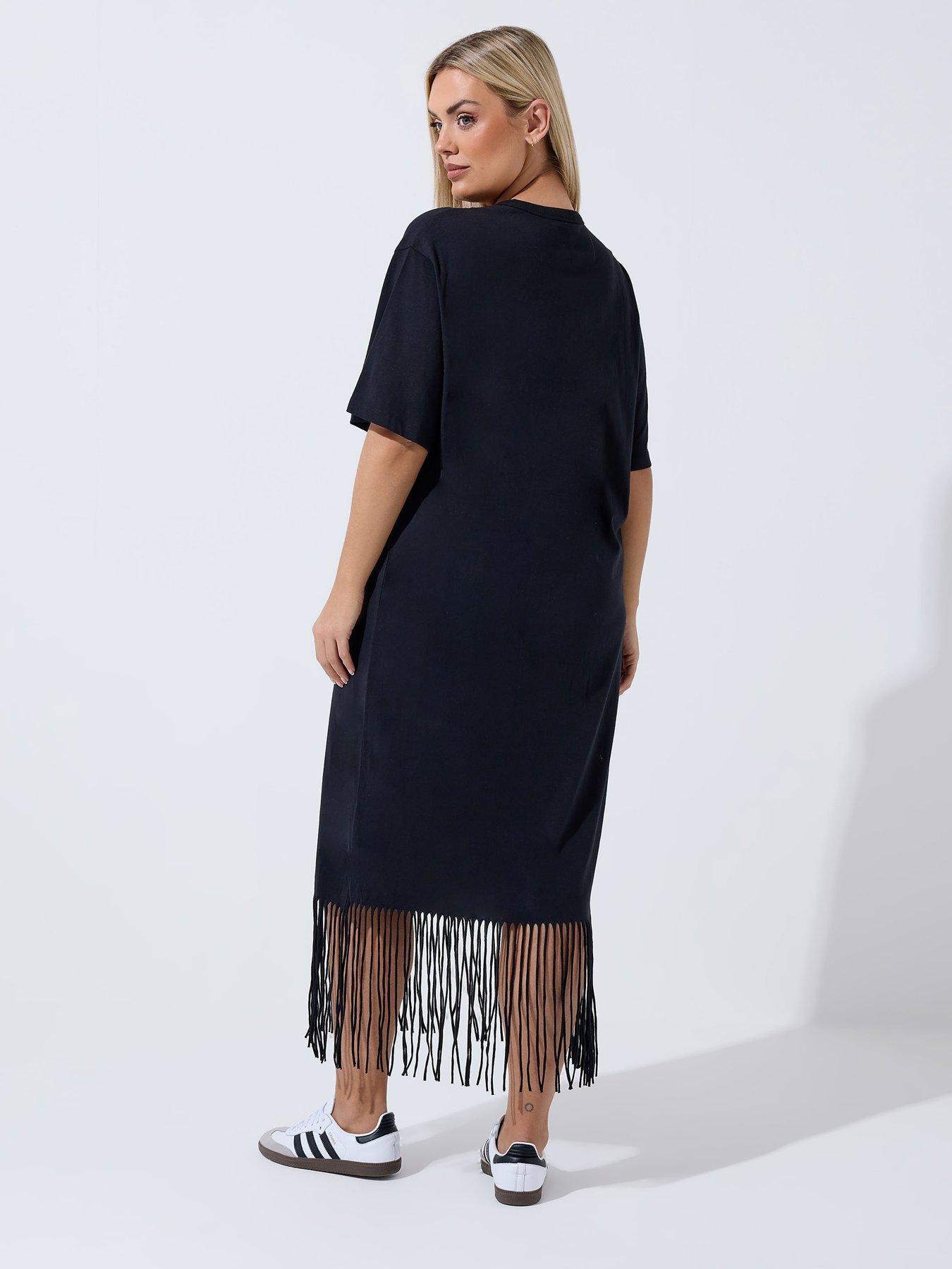 Image 2 of 4 of Yours Curve Tassel Beach Dress - Black
