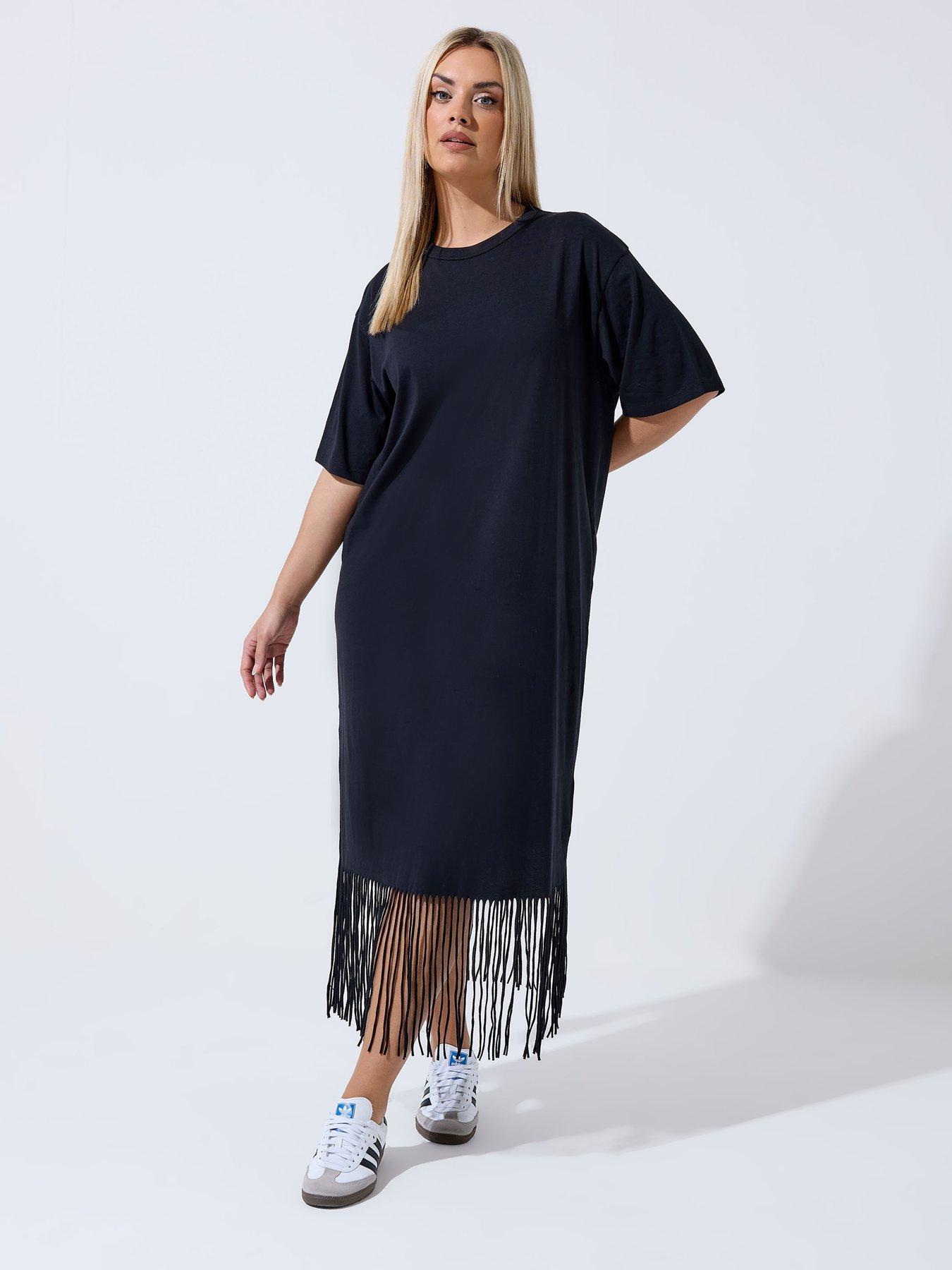Image 3 of 4 of Yours Curve Tassel Beach Dress - Black