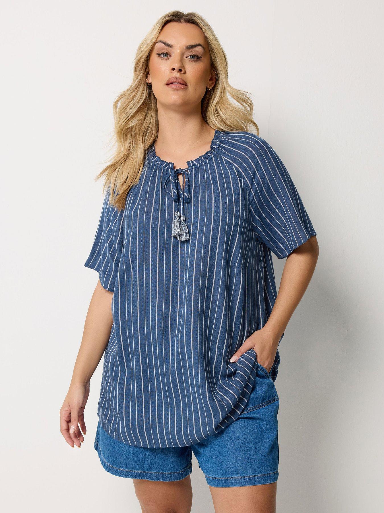 Yours Curve Notchneck Embroidered Blouse - Black