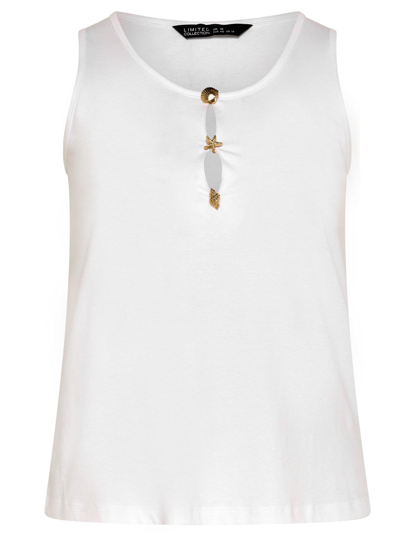 Image 5 of 5 of Yours Curve Shell Button Vest Top - White