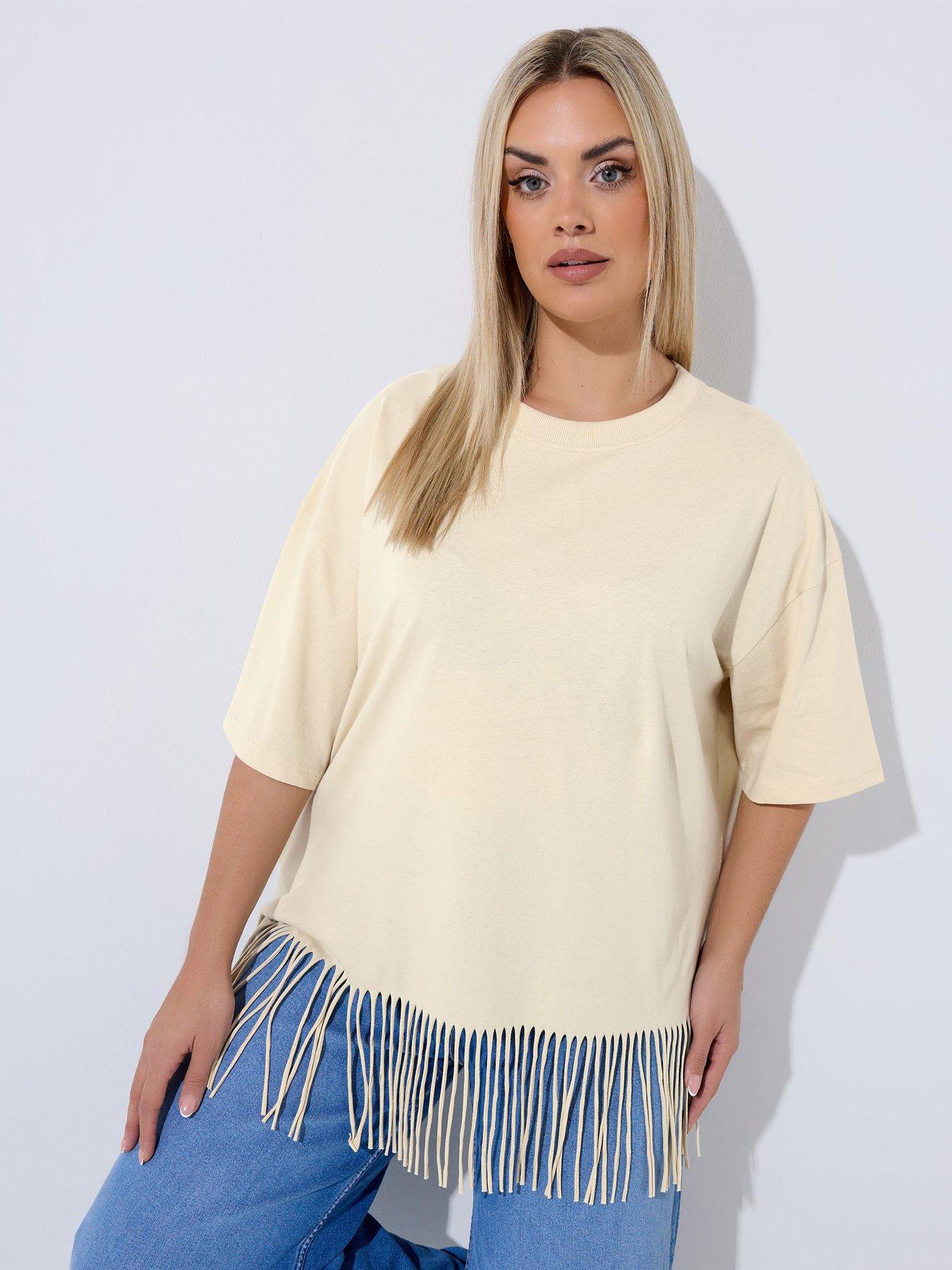 Yours Curve Tassel Beach Top - Cream