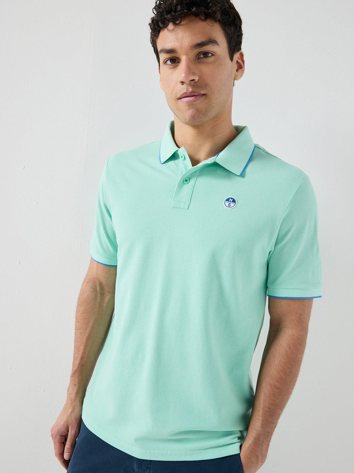 Image 1 of 5 of North Sails Tipped Collar Short Sleeve Polo Shirt - Aqua