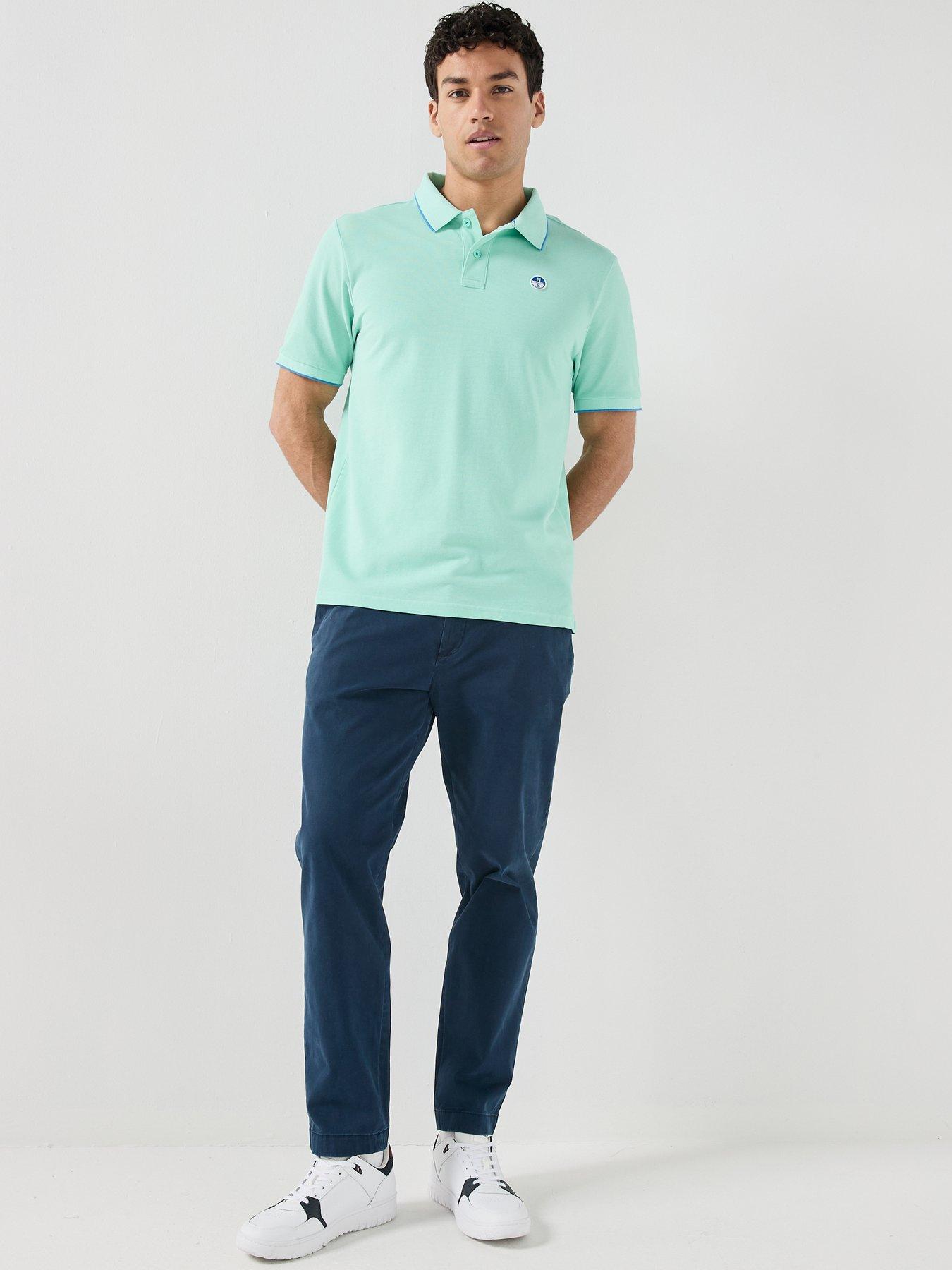 Image 3 of 5 of North Sails Tipped Collar Short Sleeve Polo Shirt - Aqua