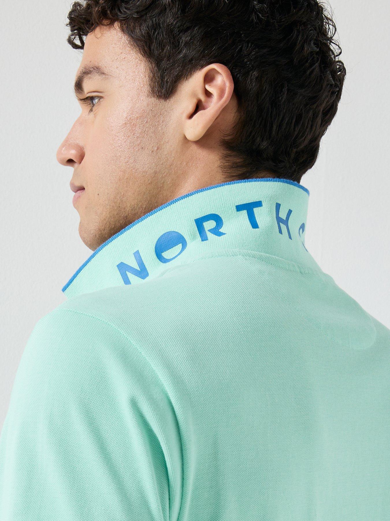 Image 4 of 5 of North Sails Tipped Collar Short Sleeve Polo Shirt - Aqua