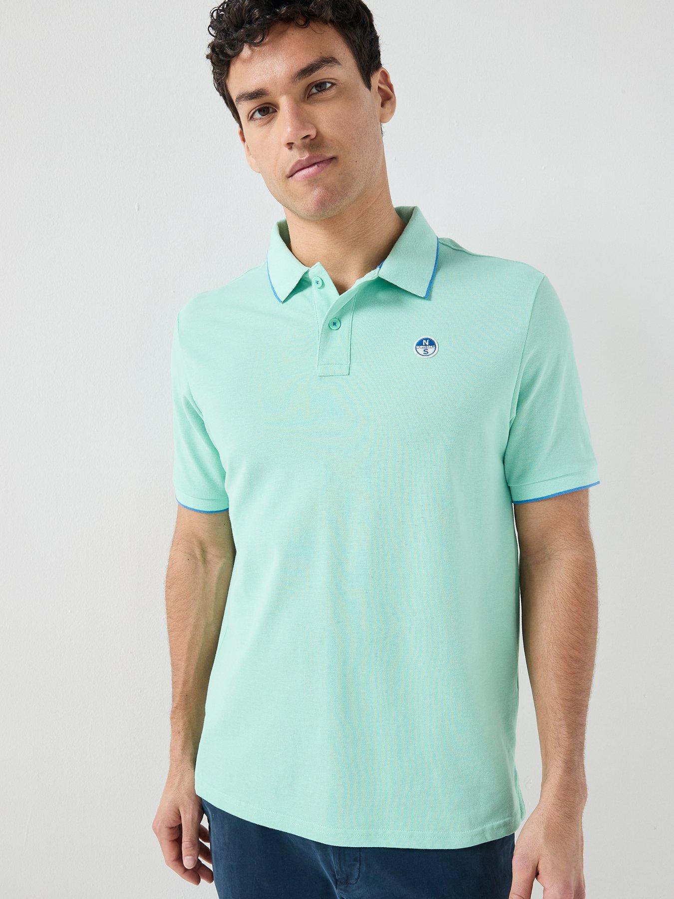 Image 5 of 5 of North Sails Tipped Collar Short Sleeve Polo Shirt - Aqua