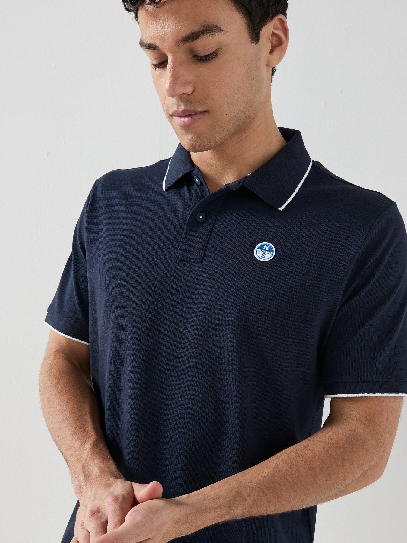 Image 4 of 4 of North Sails Tipped Collar Short Sleeve Polo Shirt - Navy