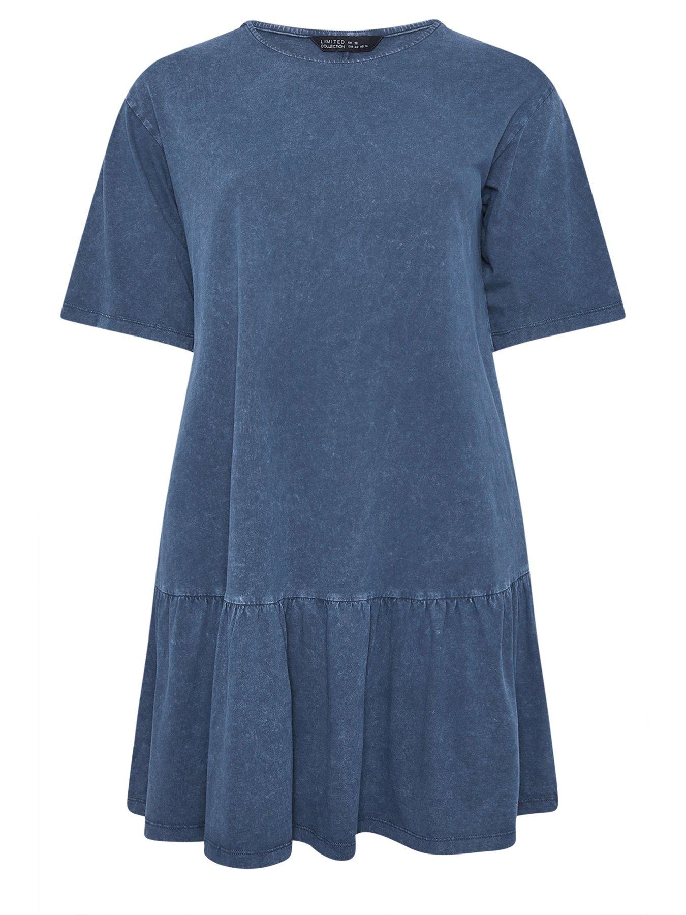 Image 5 of 5 of Yours Curve Acid Wash Dress - Blue