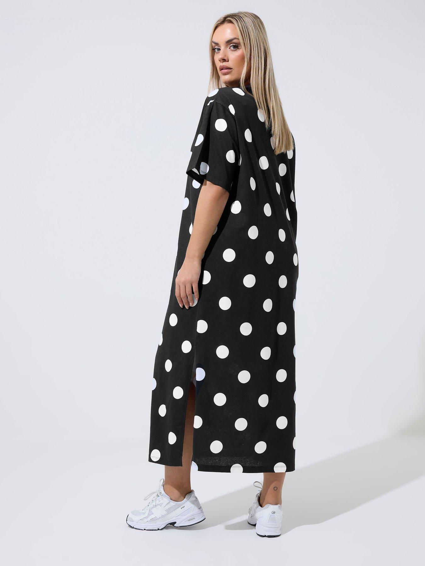 Image 3 of 5 of Yours Curve Polka Dot Maxi Dress - Black