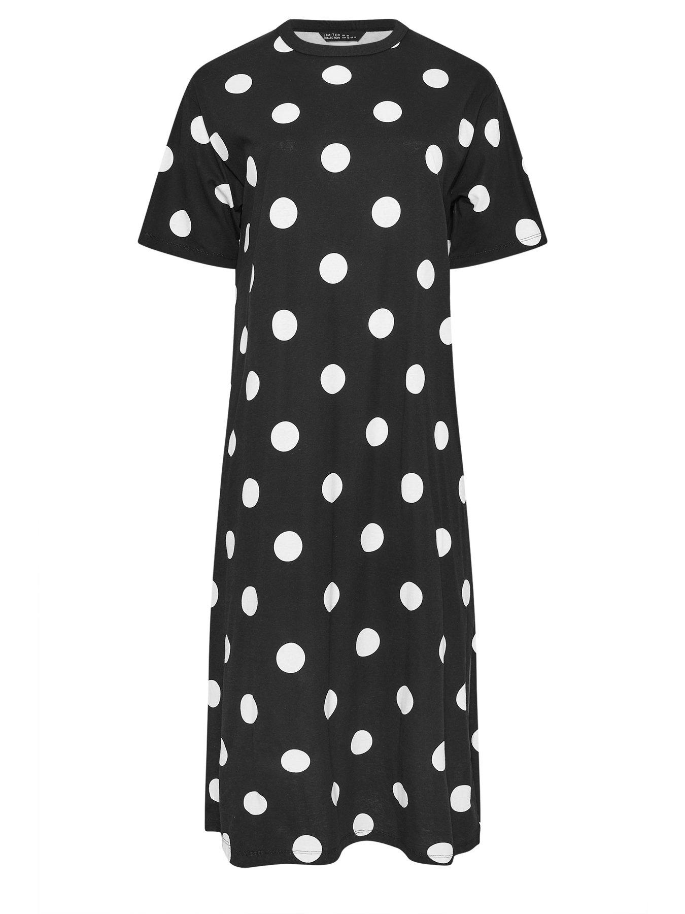 Image 5 of 5 of Yours Curve Polka Dot Maxi Dress - Black