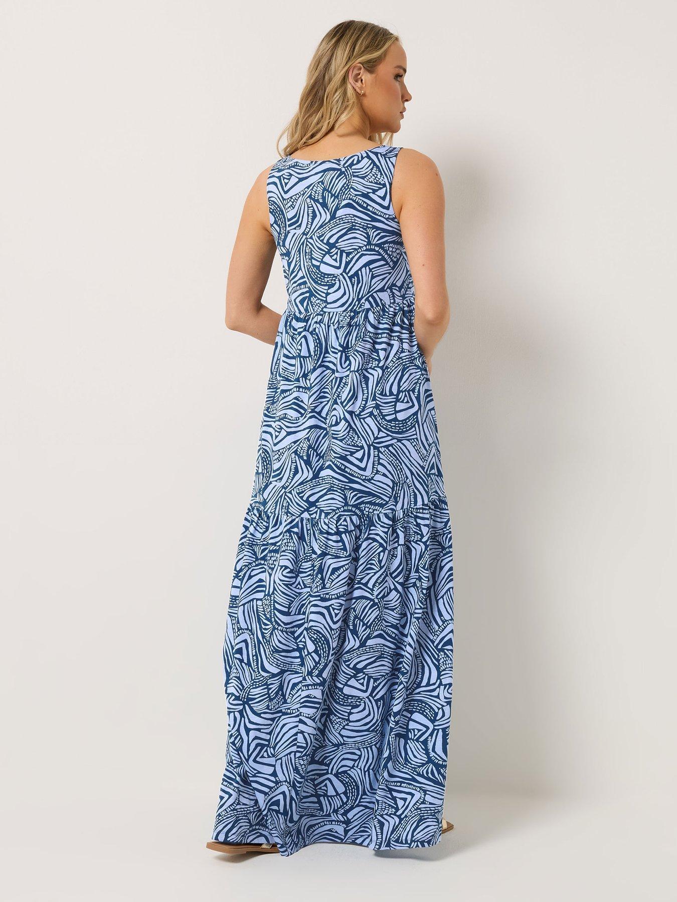 Image 2 of 5 of Long Tall Sally Abstract Sleeveless Tiered Maxi Dress - Blue