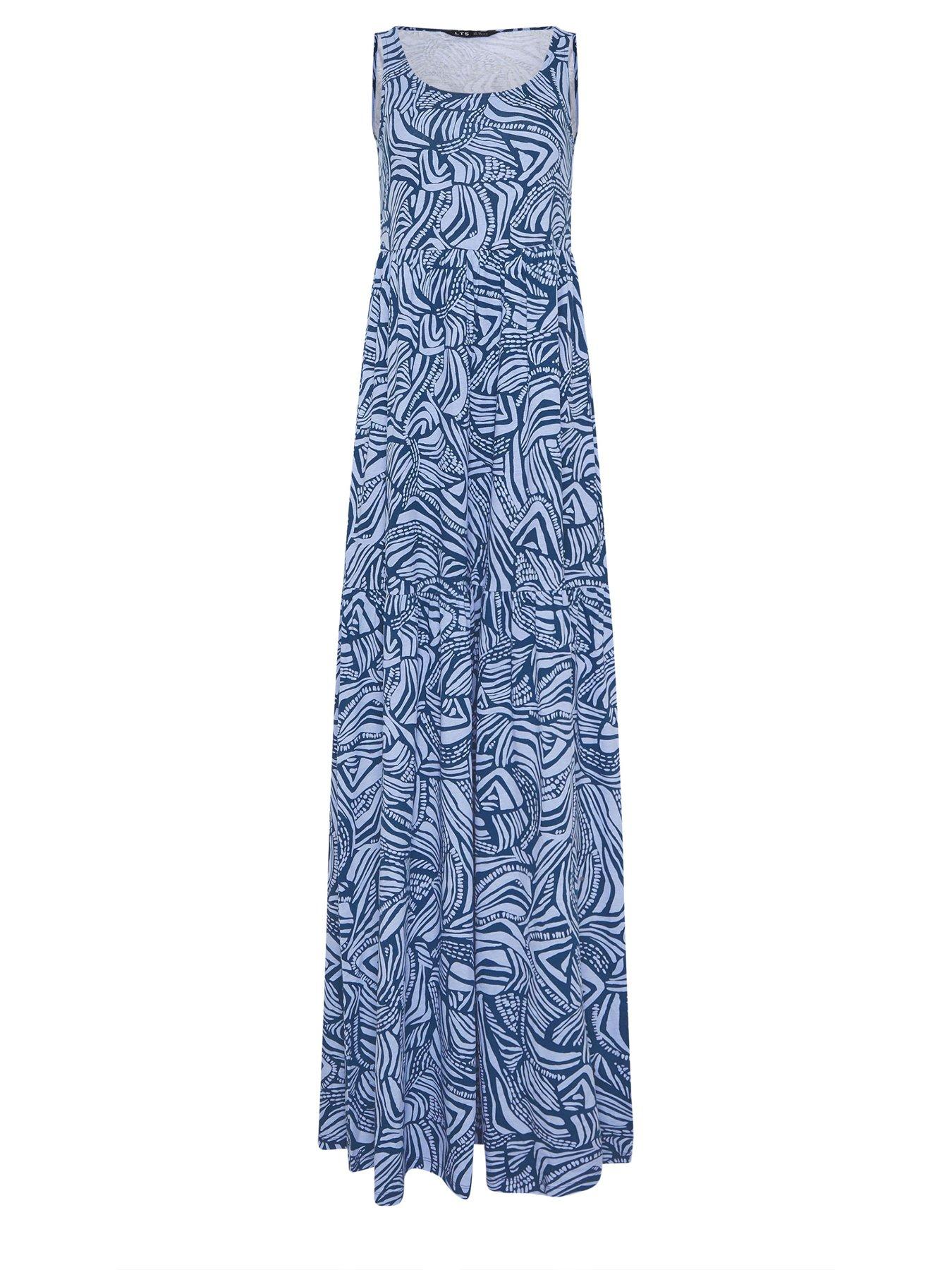 Image 5 of 5 of Long Tall Sally Abstract Sleeveless Tiered Maxi Dress - Blue