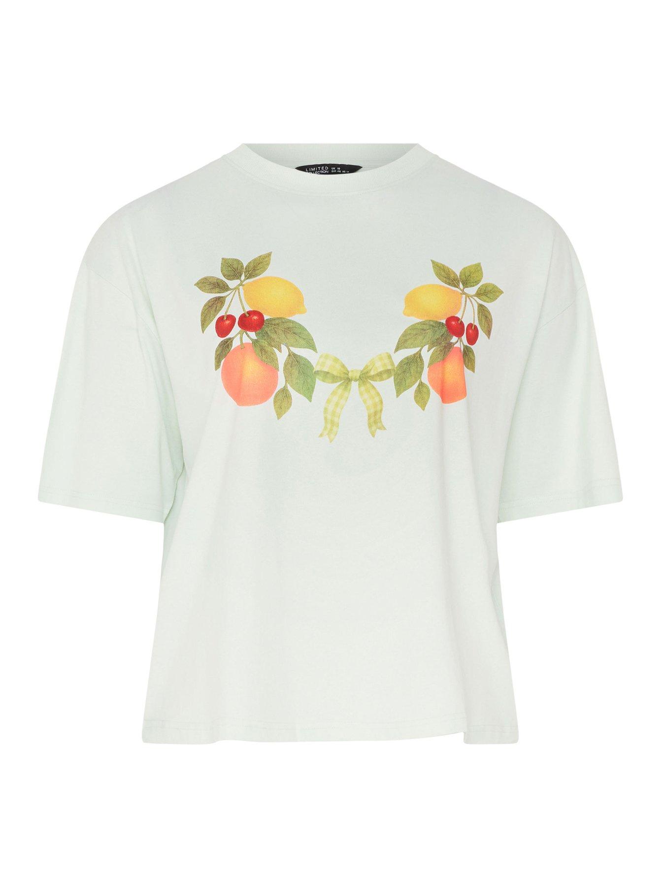 Image 5 of 5 of Yours Curve Fruit T-Shirt - Green
