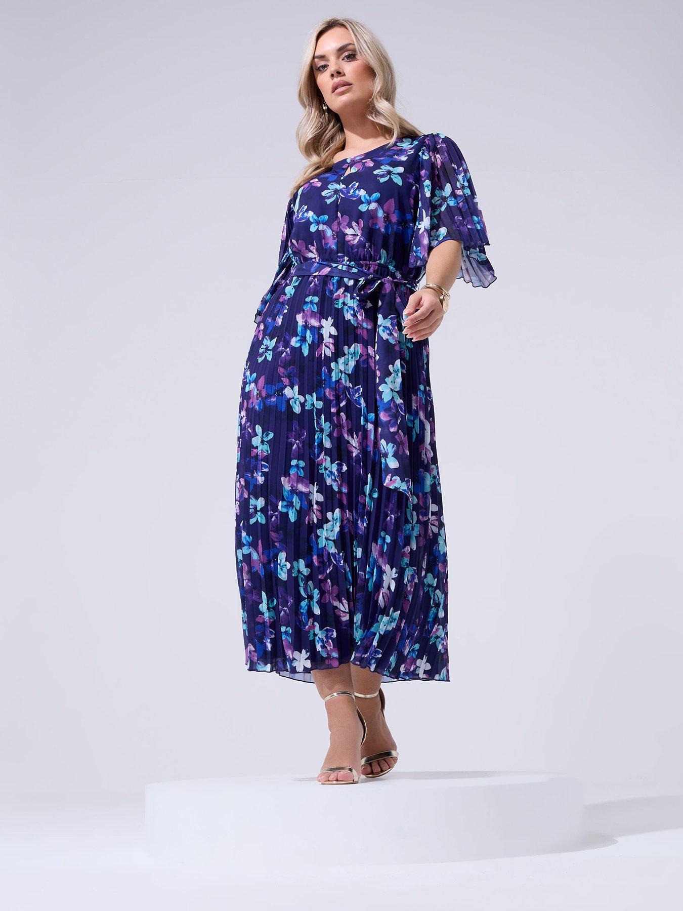 Image 3 of 4 of Yours Curve Floral Pleated Maxi Dress