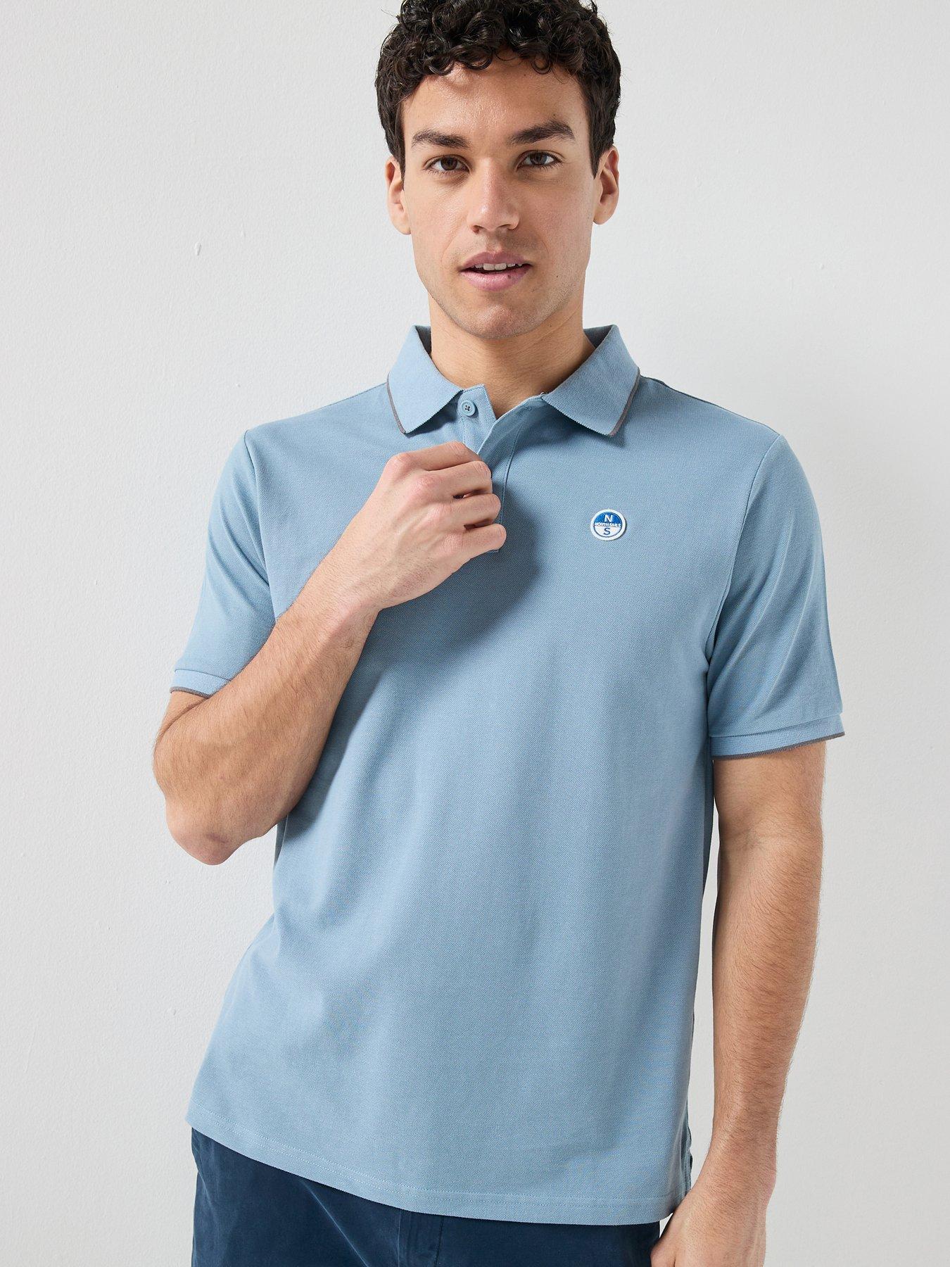 Image 1 of 6 of North Sails Tipped Collar Short Sleeve Polo Shirt - Blue