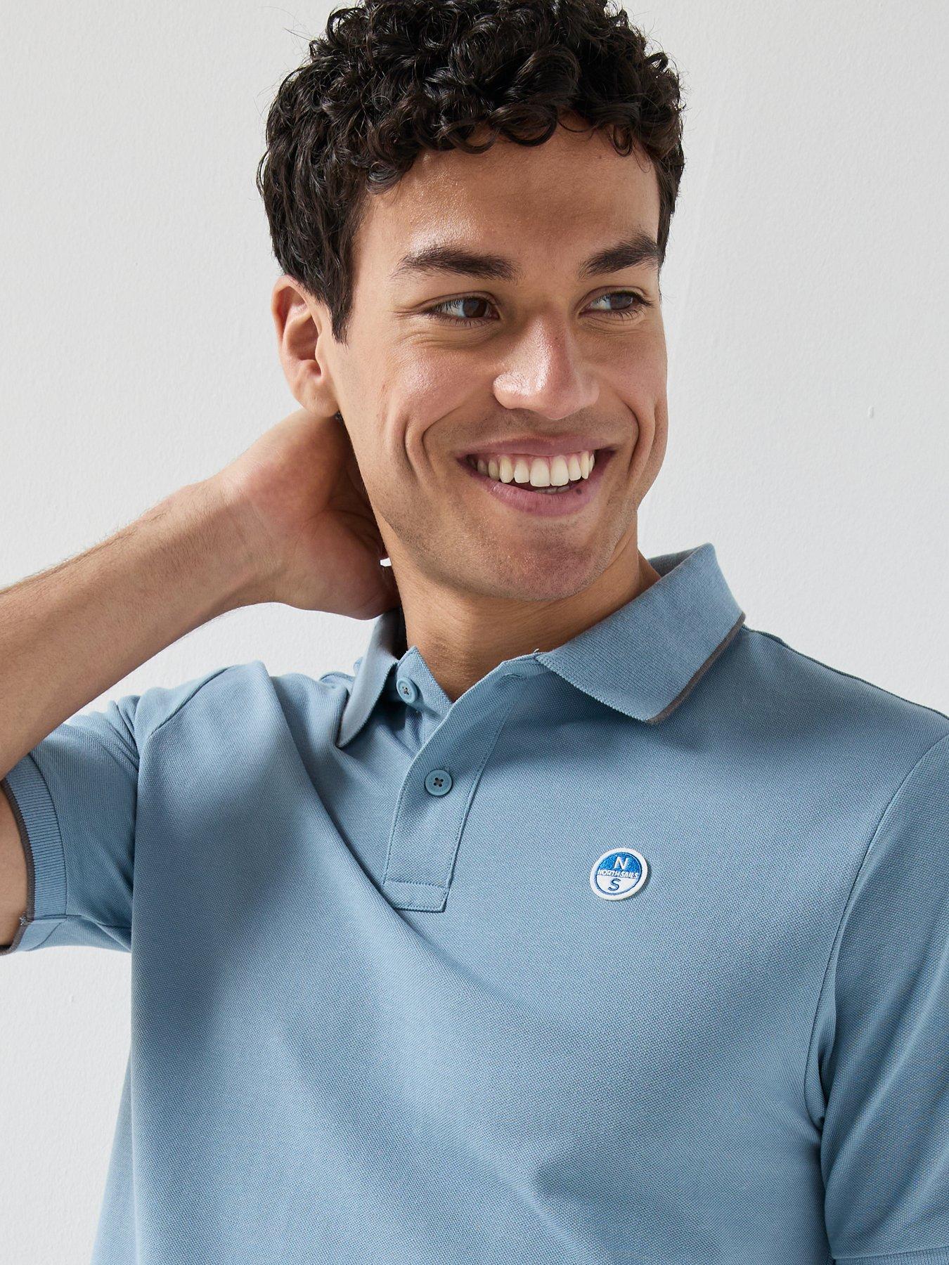 Image 4 of 6 of North Sails Tipped Collar Short Sleeve Polo Shirt - Blue