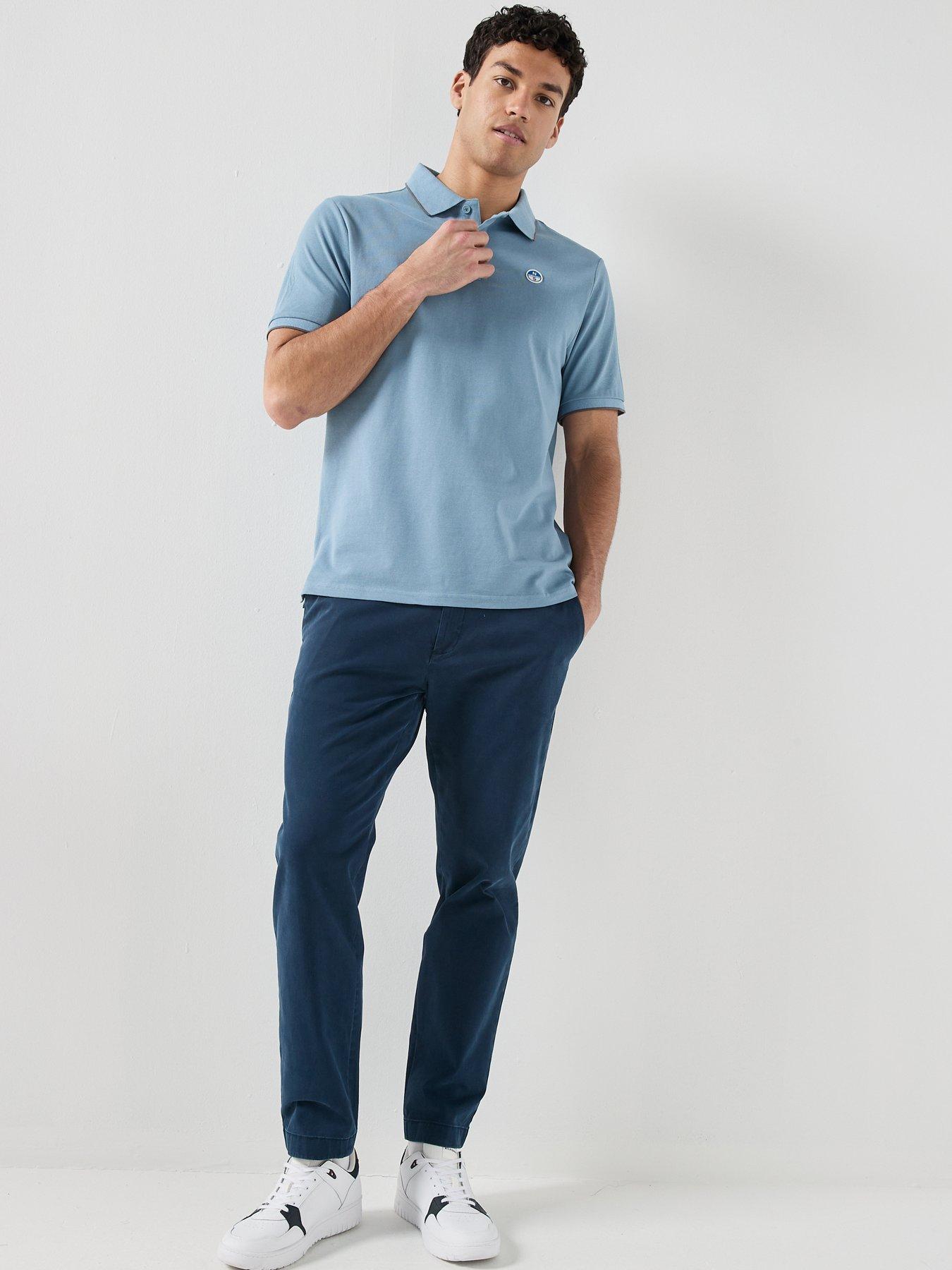 Image 5 of 6 of North Sails Tipped Collar Short Sleeve Polo Shirt - Blue