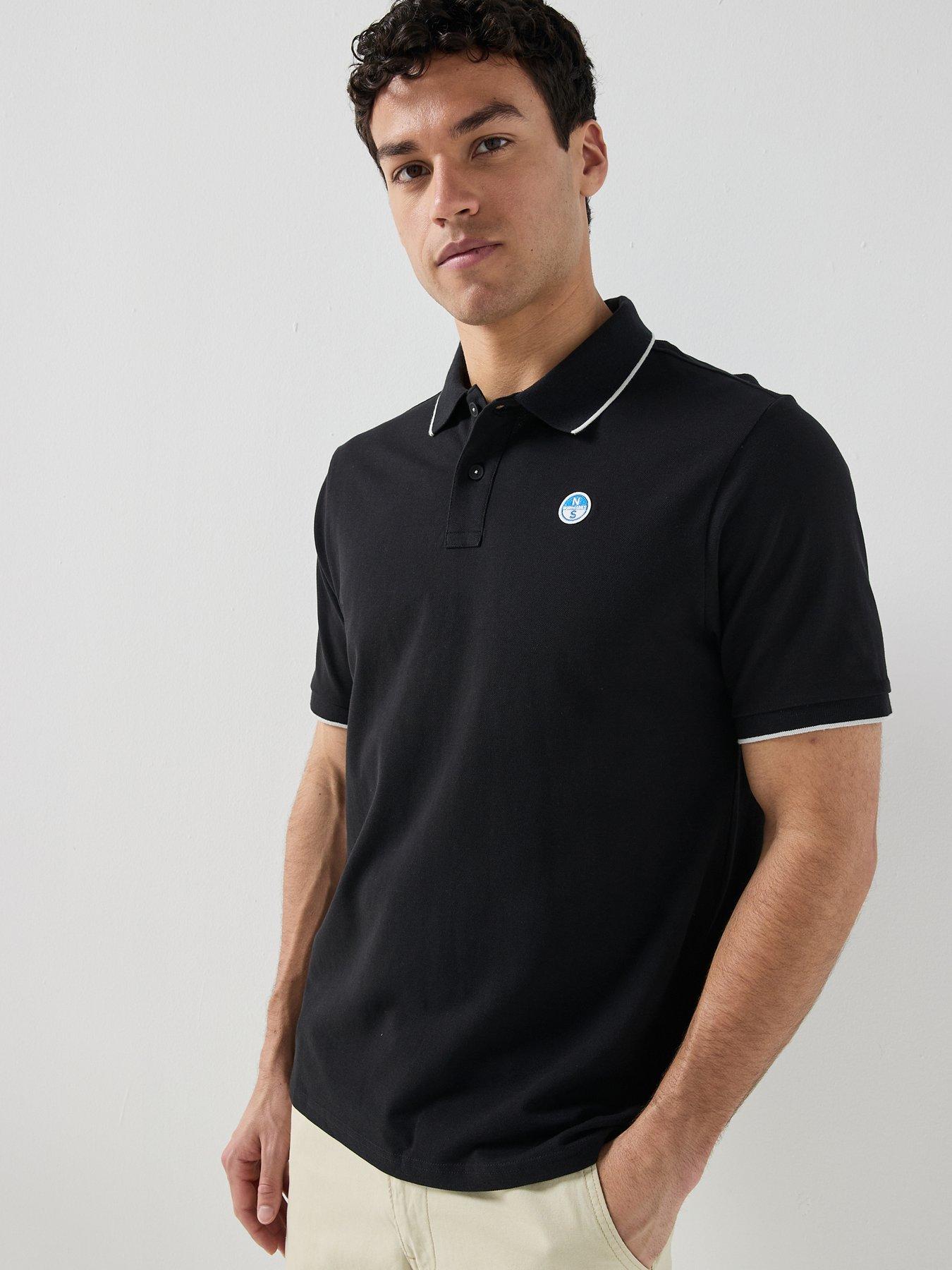Image 1 of 5 of North Sails Tipped Collar Short Sleeve Polo Shirt - Black