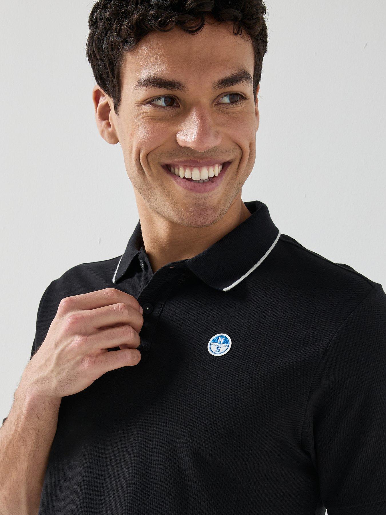 Image 4 of 5 of North Sails Tipped Collar Short Sleeve Polo Shirt - Black