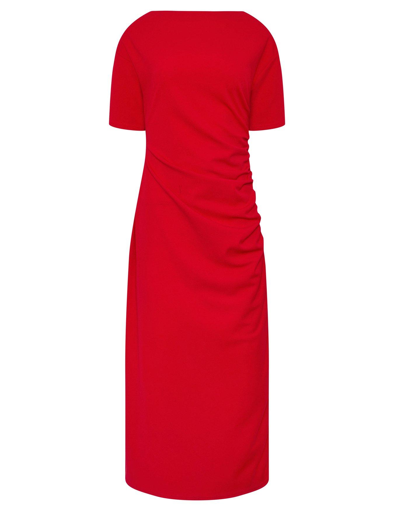 Image 5 of 5 of Long Tall Sally Ruched Midi Dress - Red
