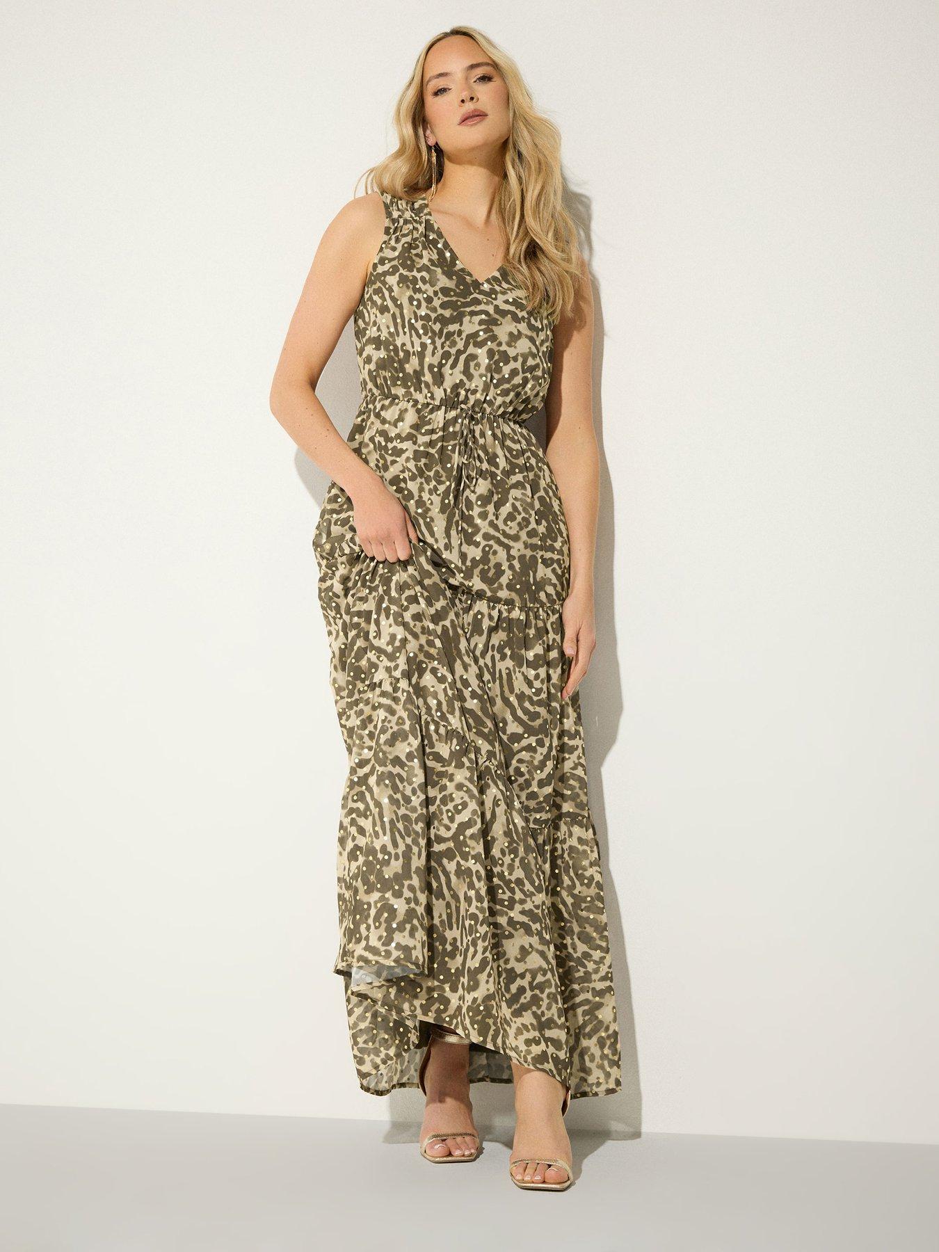 Long Tall Sally Blur Abstract Sleeveless Dress - Brown