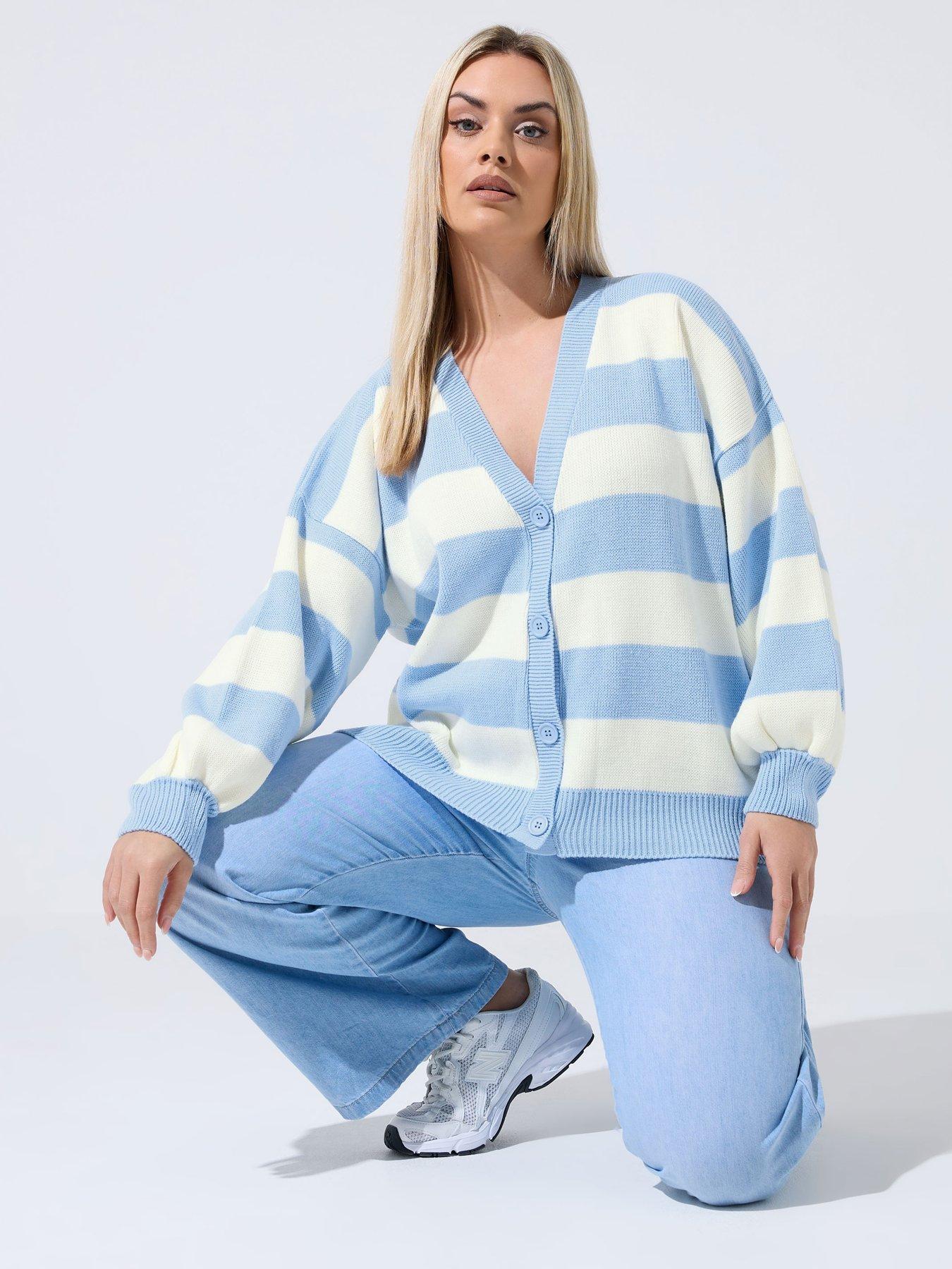 Yours Curve Stripe Balloon Cardigan