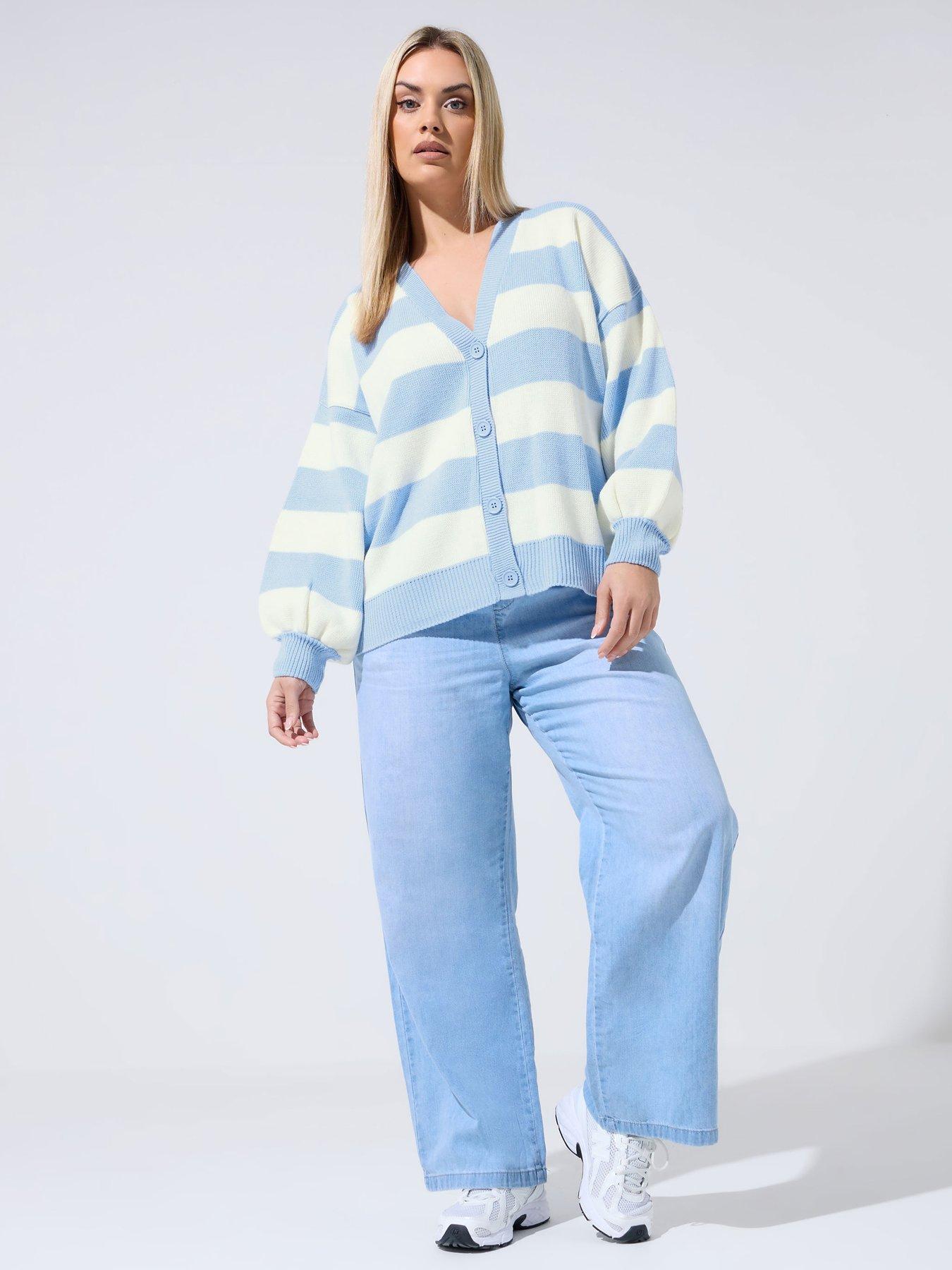 Image 3 of 5 of Yours Curve Stripe Balloon Cardigan