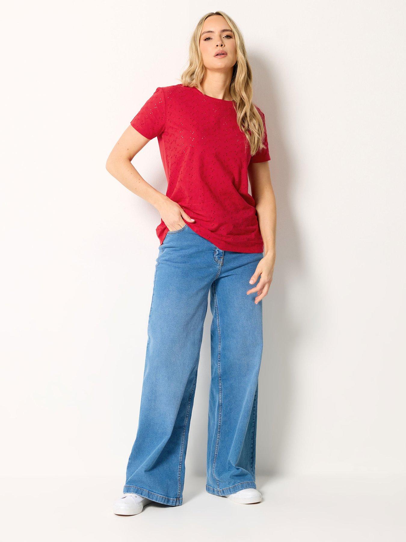 Long Tall Sally Tall Square Neck Broidery Front T-shirt