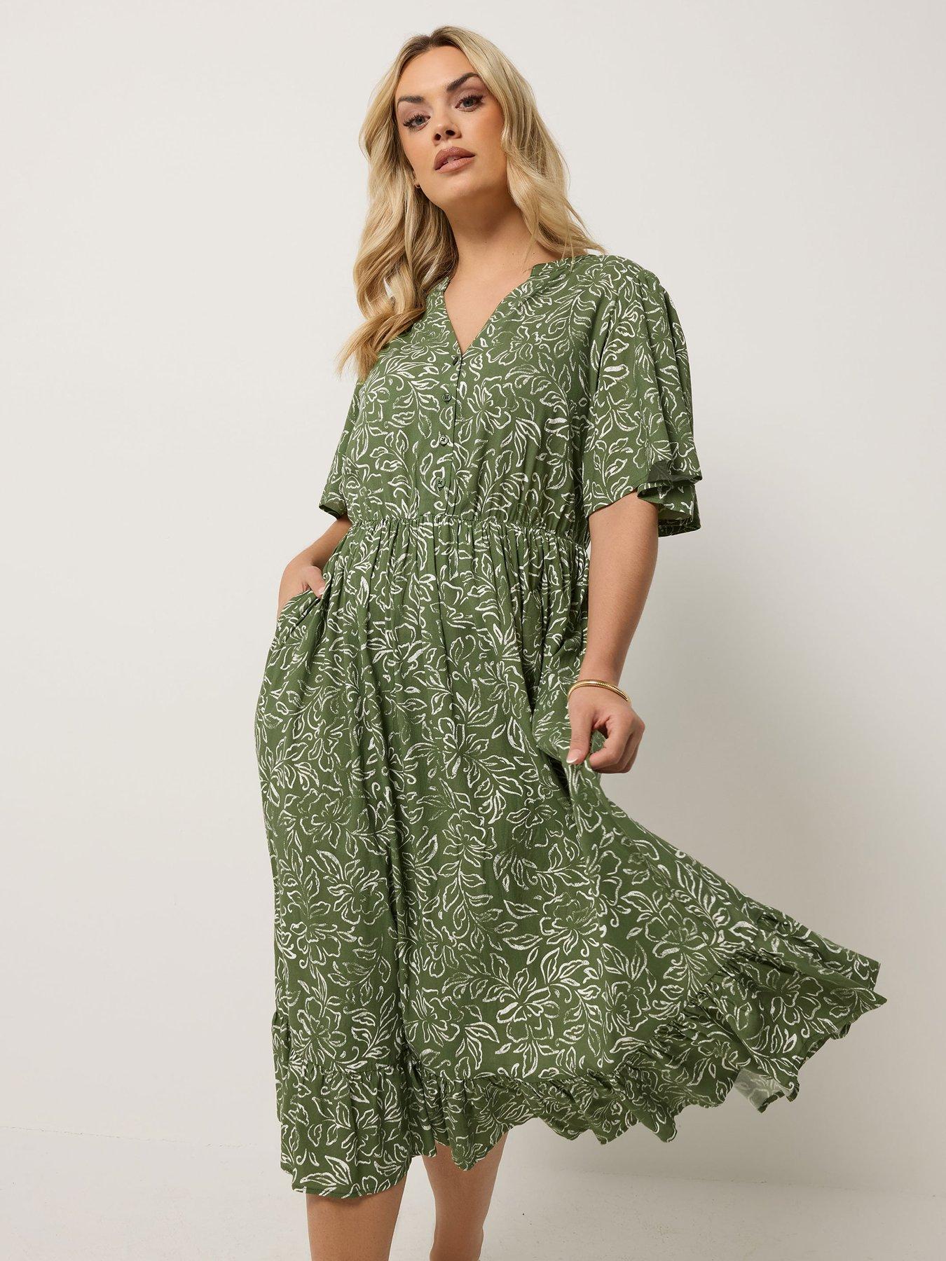 Yours Curve Floral Half Placket Dress
