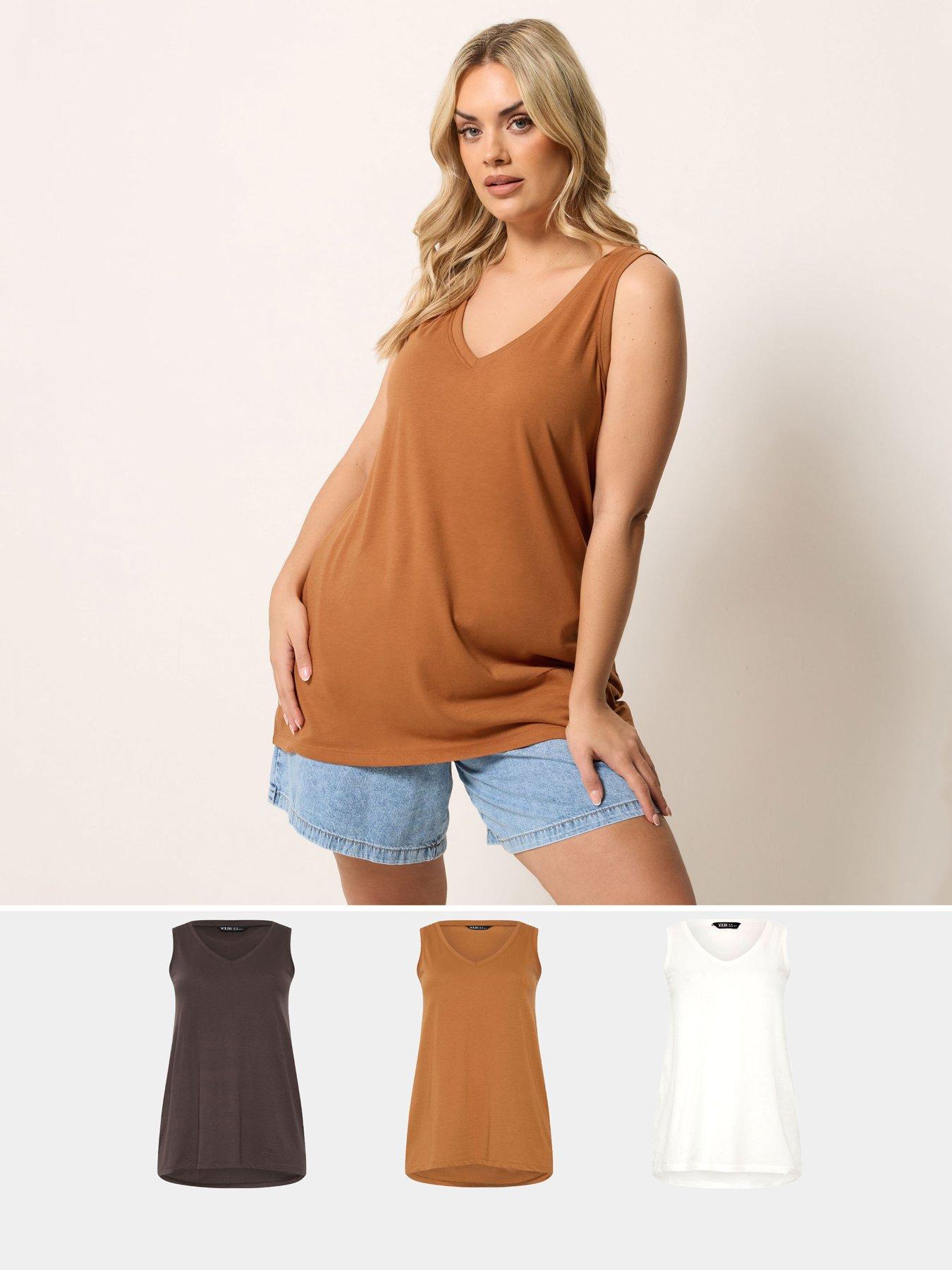 Yours Curve 3 Pack Core Vests - Black