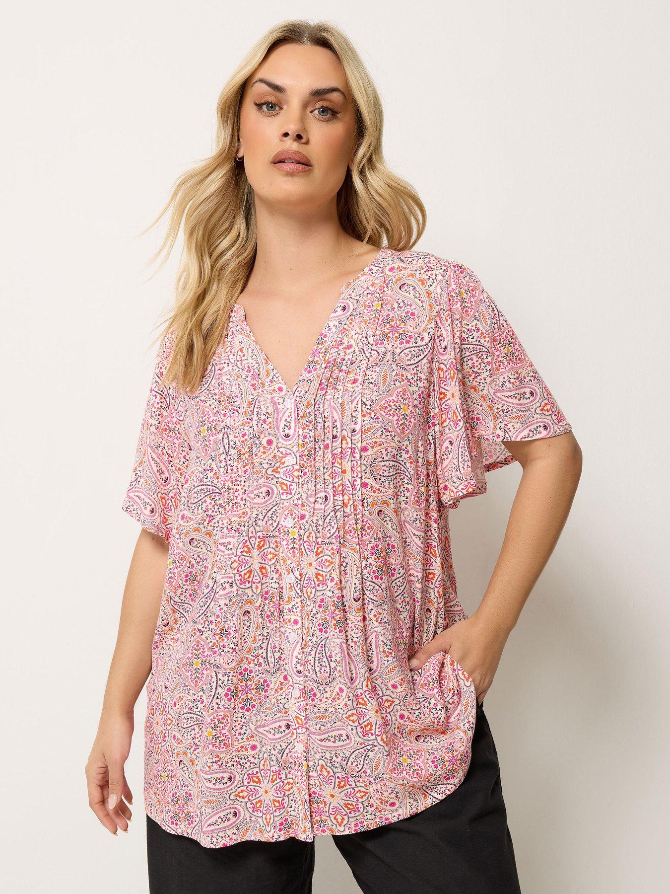 Yours Curve Paisley Print Pintuck Blouse