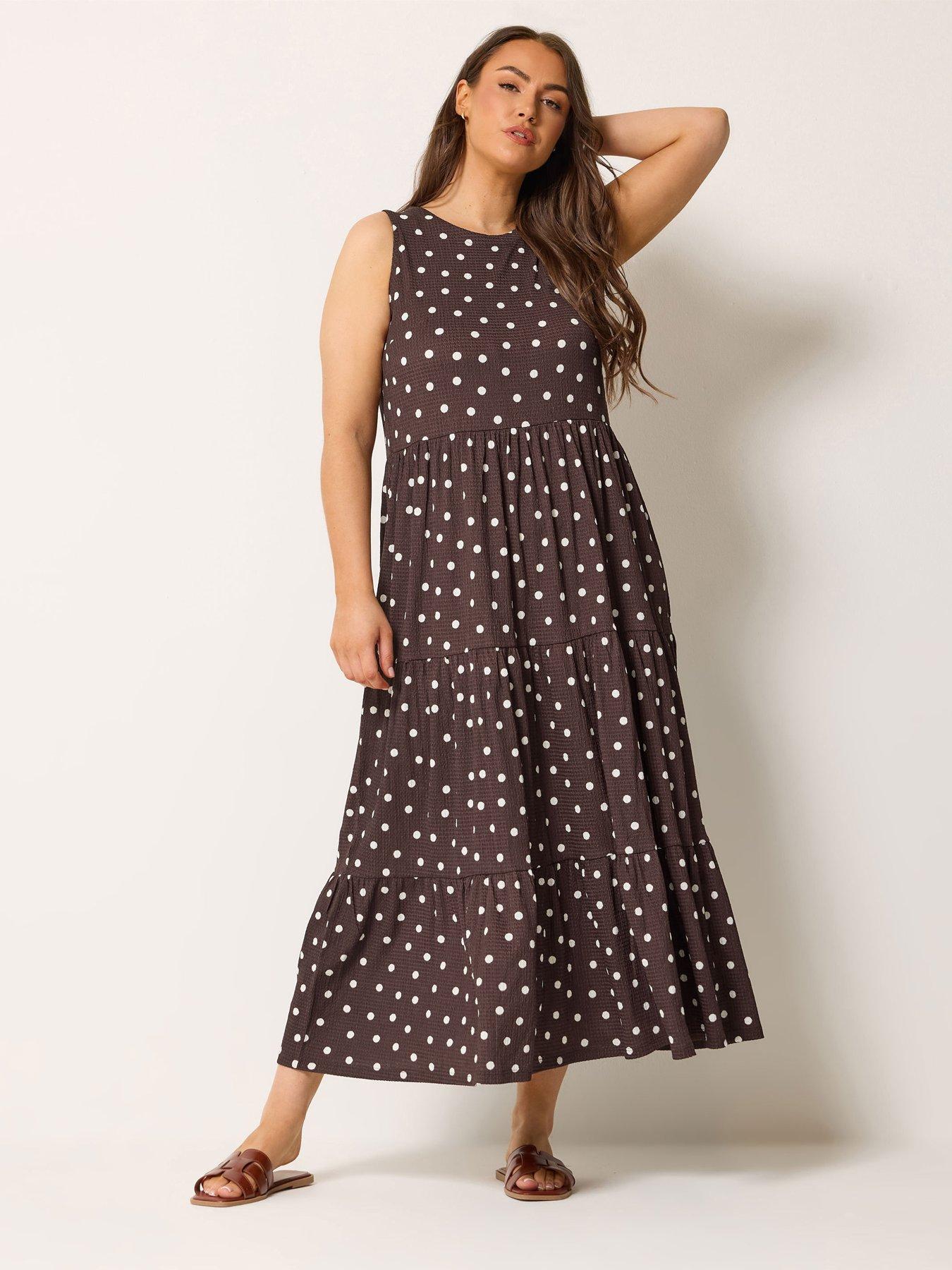 Yours Curve Polka Dot Tie Maxi Dress