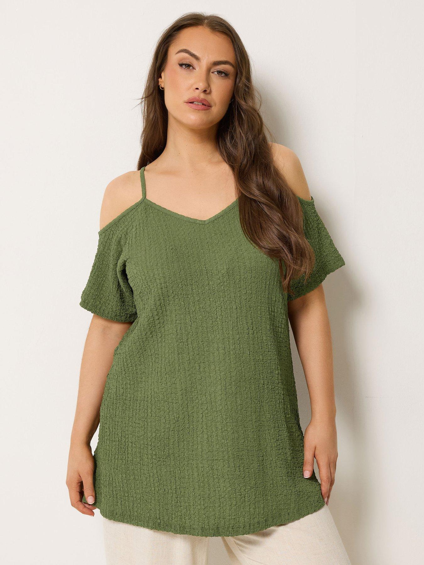 Yours Curve Textured Cold Shoulder Top