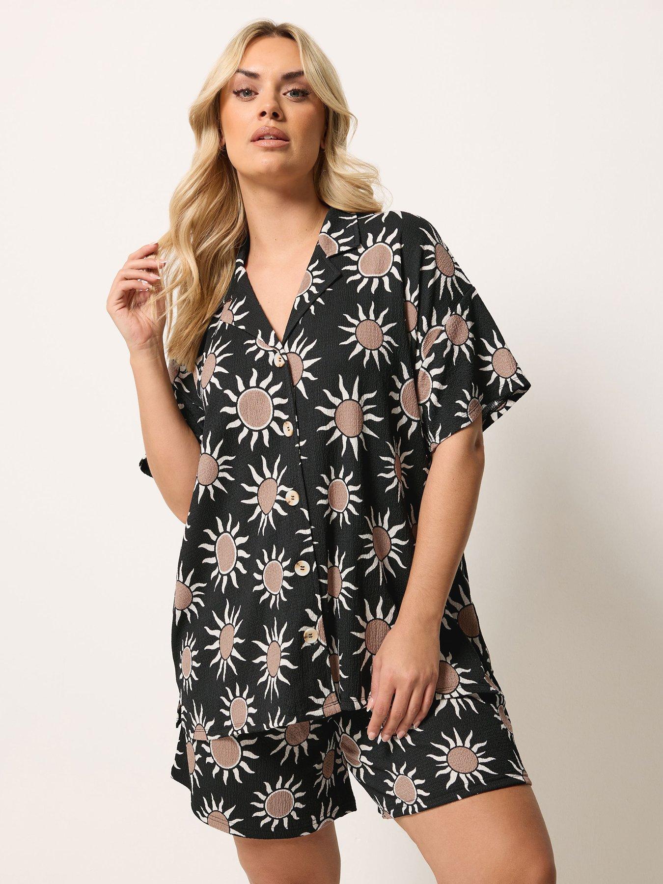 Yours Curve Textured Resort Shirt - Black
