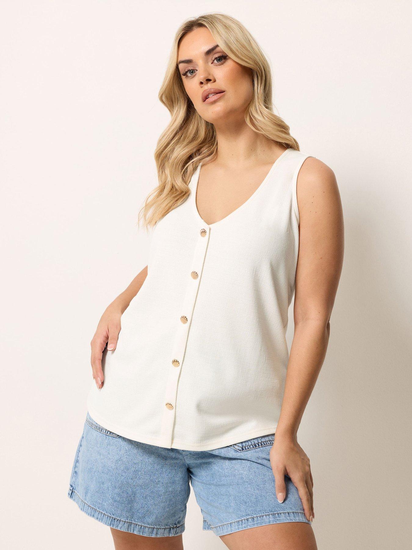 Yours Curve Shell Detail Vest Top - Black
