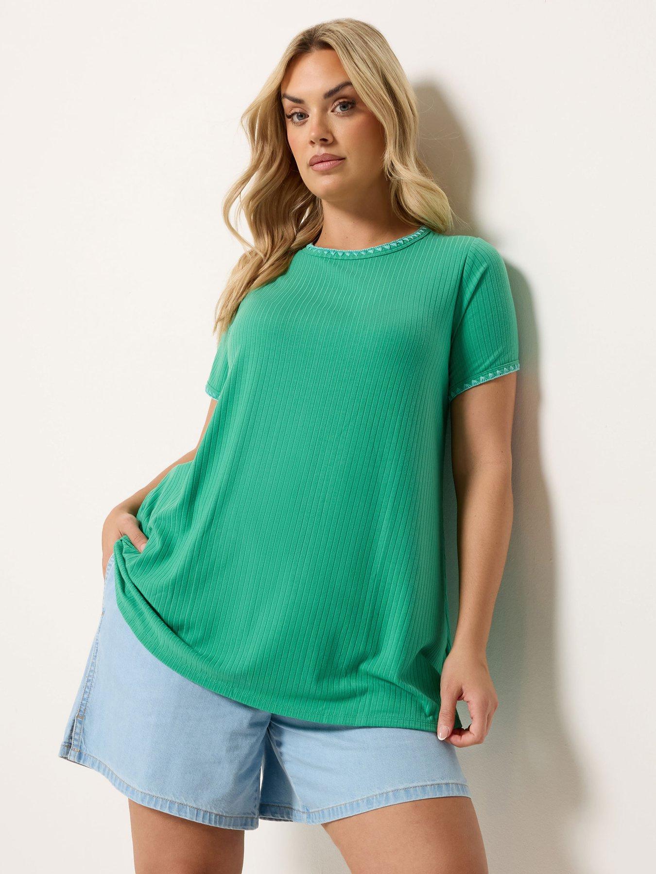 Yours Curve Rib Swing T-Shirt - Black