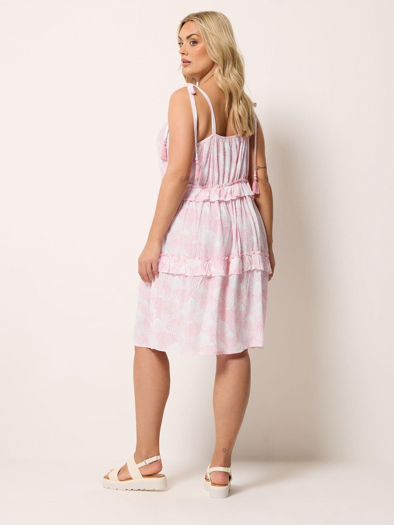 Image 2 of 4 of Yours Curve Ruffle Throw On Dress - Pink