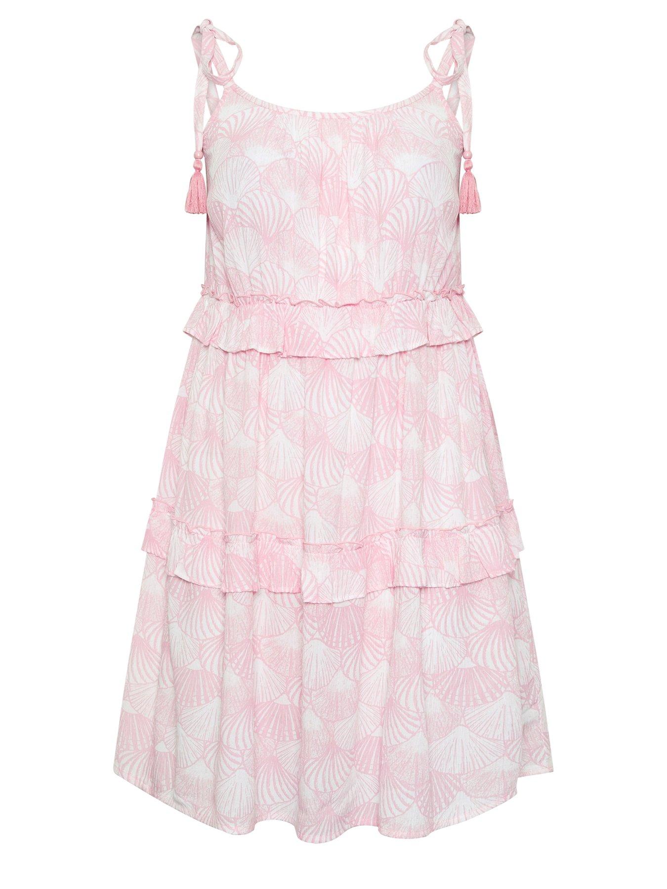 Image 4 of 4 of Yours Curve Ruffle Throw On Dress - Pink