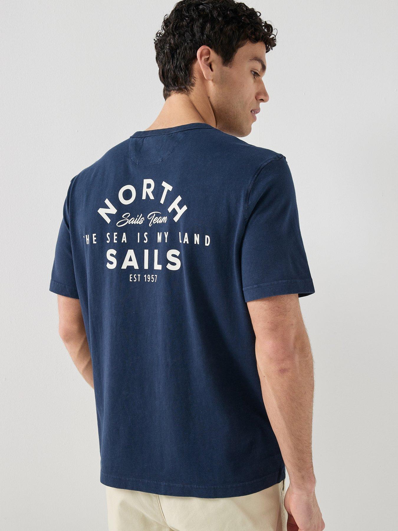 Image 1 of 4 of North Sails Linear Back Graphic Logo T-Shirt - Navy