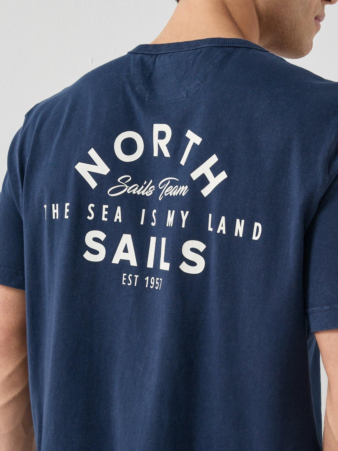 Image 4 of 4 of North Sails Linear Back Graphic Logo T-Shirt - Navy