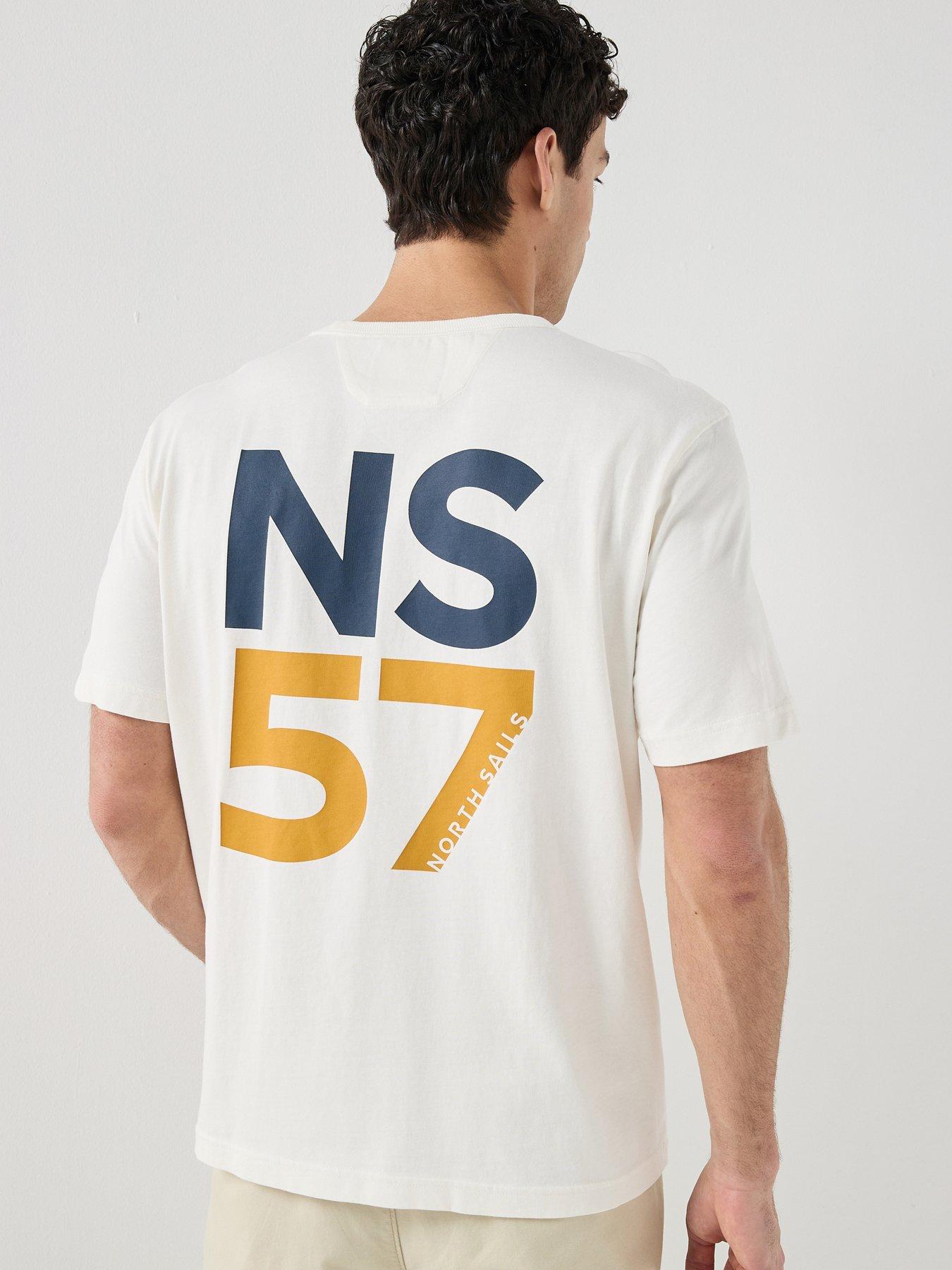 Image 1 of 5 of North Sails Linear Back Graphic Logo T-Shirt - Off White