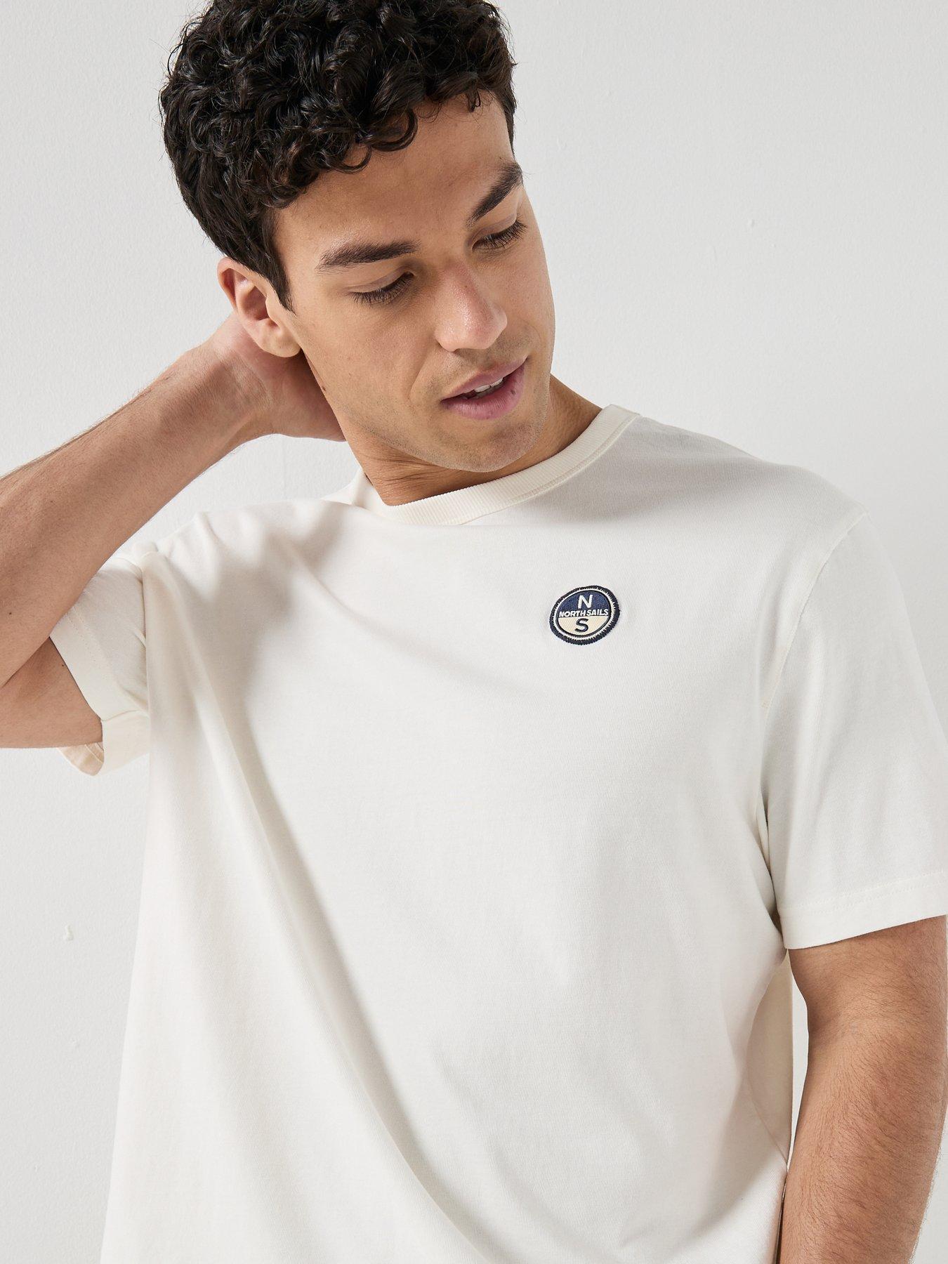 Image 4 of 5 of North Sails Linear Back Graphic Logo T-Shirt - Off White